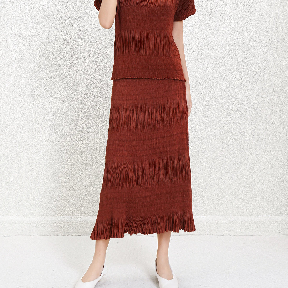 Flowy Pleated Chiffon Maxi Skirt