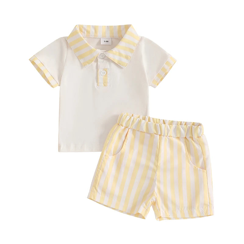 Striped Collar Summer Set