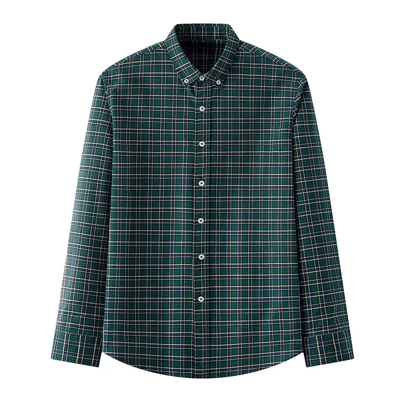 Striped Plaid Cotton Slim Shirt