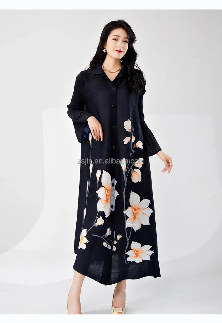 Elegant Pleated Loose Maxi Dress