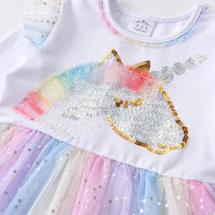 Unicorn Sequin Gradient Girls Dress