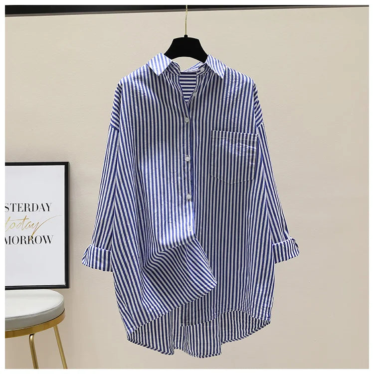 Striped Loose Office Shirt Women