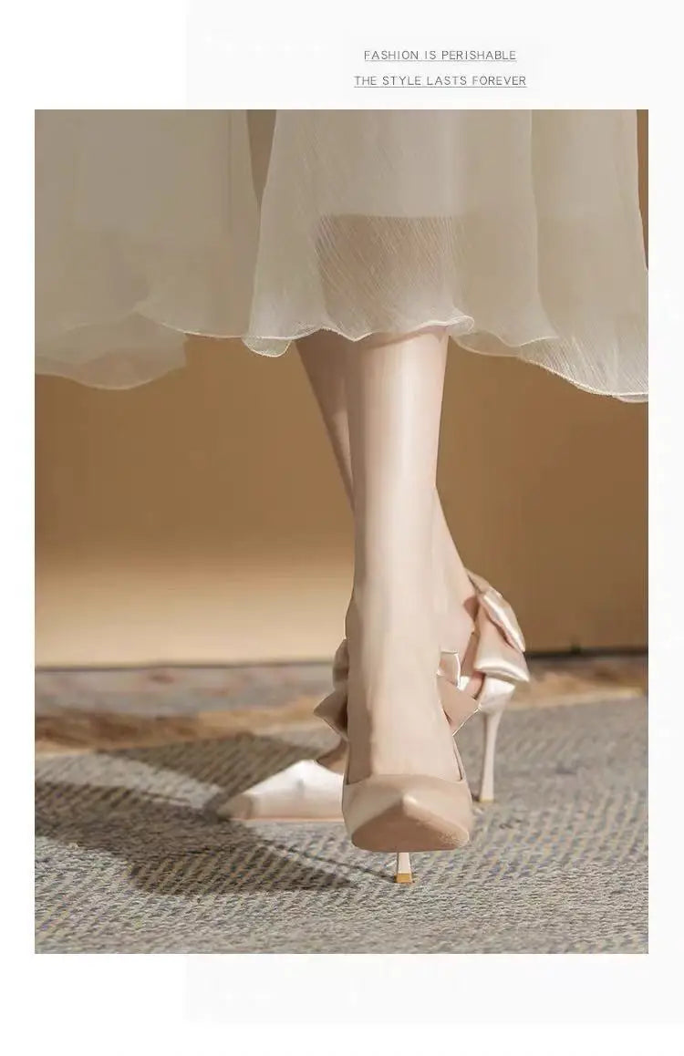 Wedding Heels Women Luxury Brand Design String Bead Pearls High Heels Ladies Sexy Elegant Pointed Toe White Black Pumps