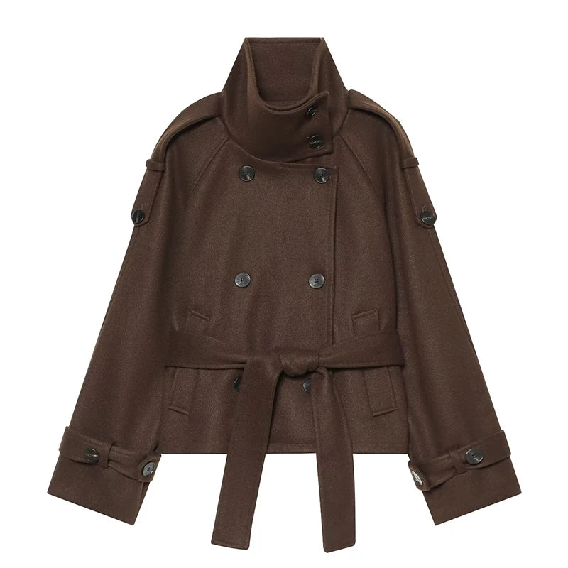 New Women's Jackets & Coats Autumn 2026 Fashion Loose Belt Elegant Turtleneck Warm Winter Jackets Women's Chic Youth Street Coat