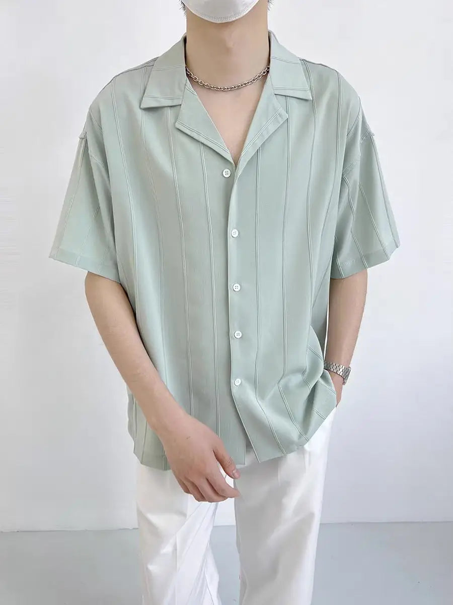 Striped Short Sleeve Shirt Men