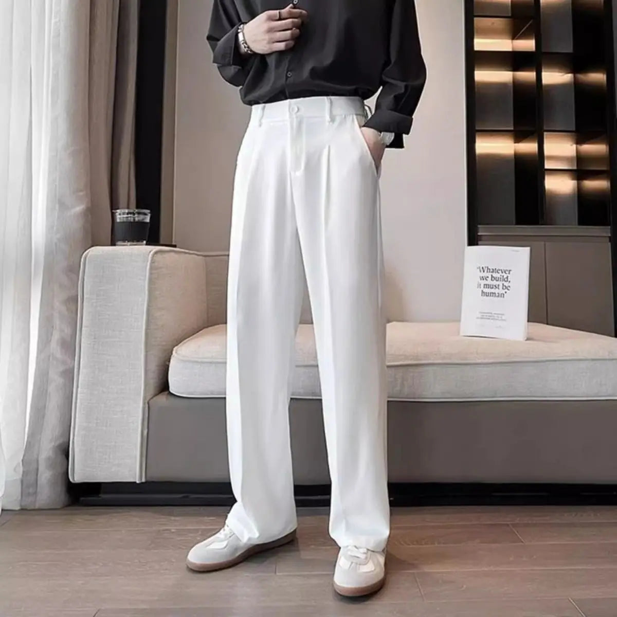 Classic White Wide-Leg Dress Pants