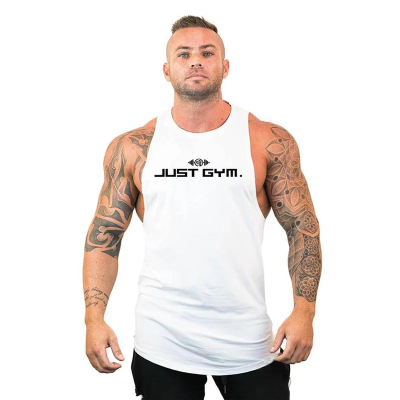 Summer Bodybuilding Tank Tops Workout Stringer Sleeveless Shirts Fitness Mens Gym Clothing Cotton Breathable Sport Muscle Vests