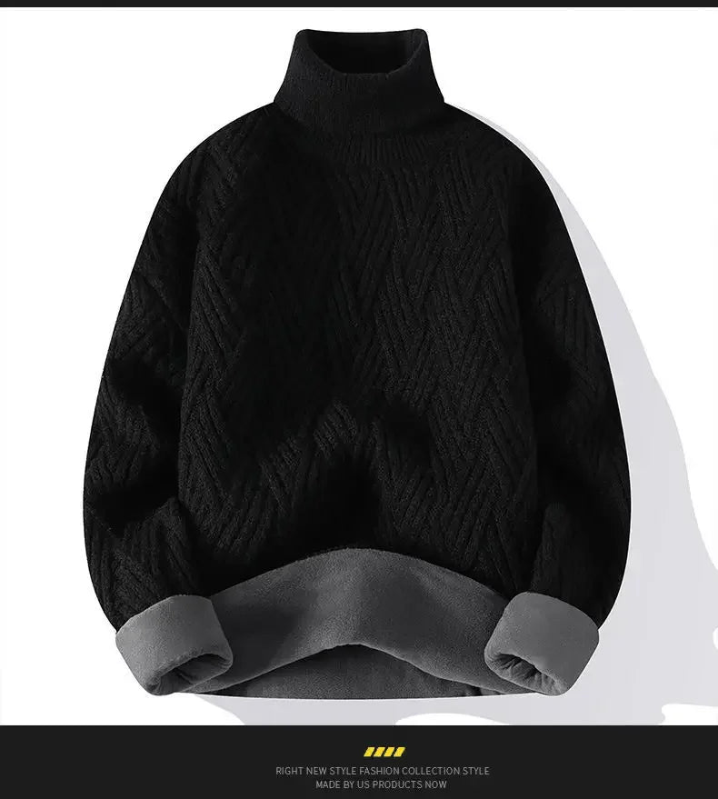 New Winter Men Fleece Warm Turtlenecks Sweaters Man Loose Casual Knitted Pullovers High Quality Male Pullovers Thicker Clothing