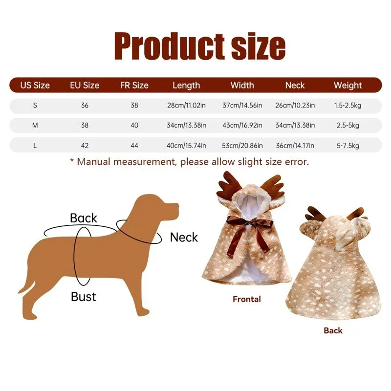 Elk Cape Pet Christmas Costume