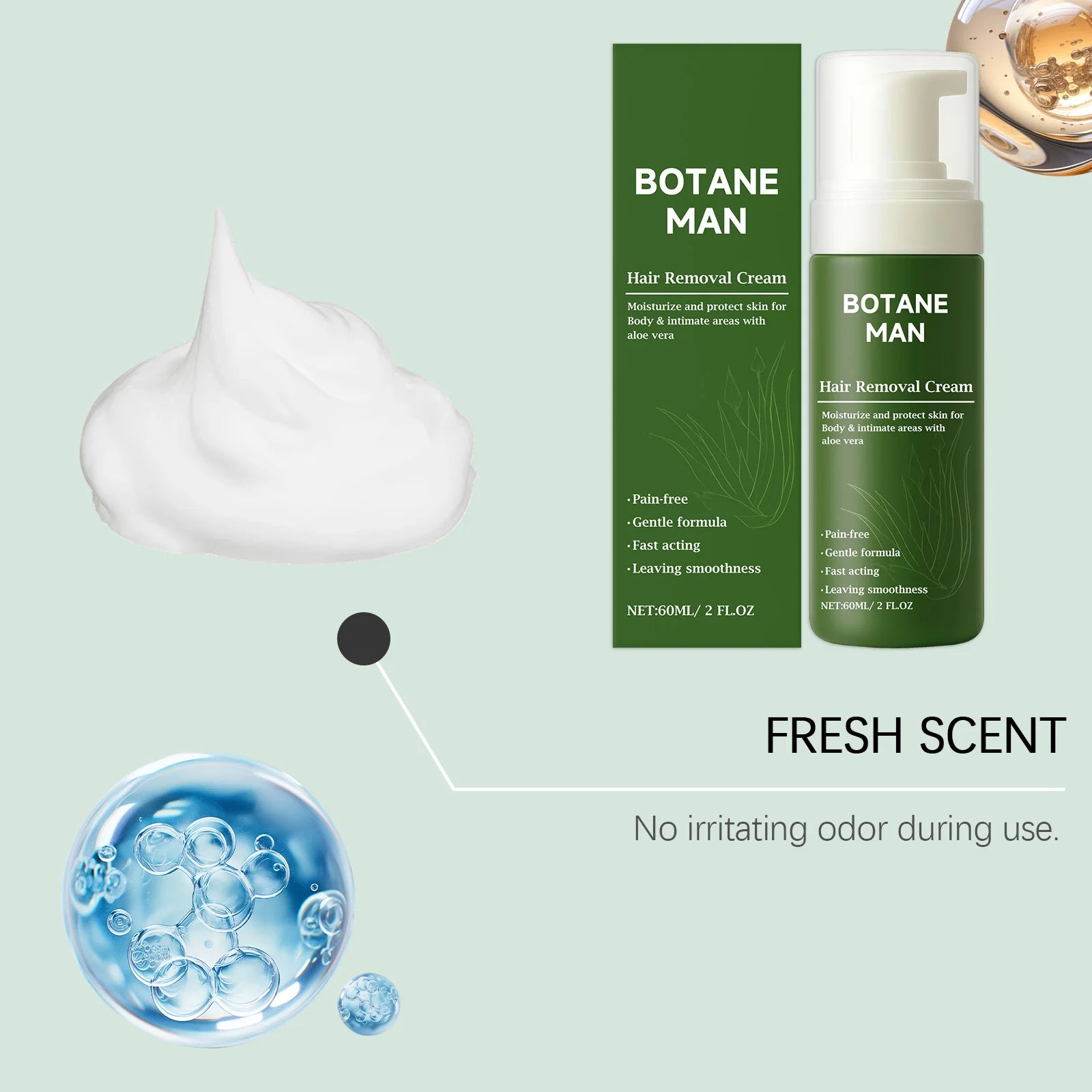 Man Hair Removal Cream Moisturizing Removing Hair & Smoothing Skin Pain-Free Long-Lasting Protection Gentle Hair Removal Mousse
