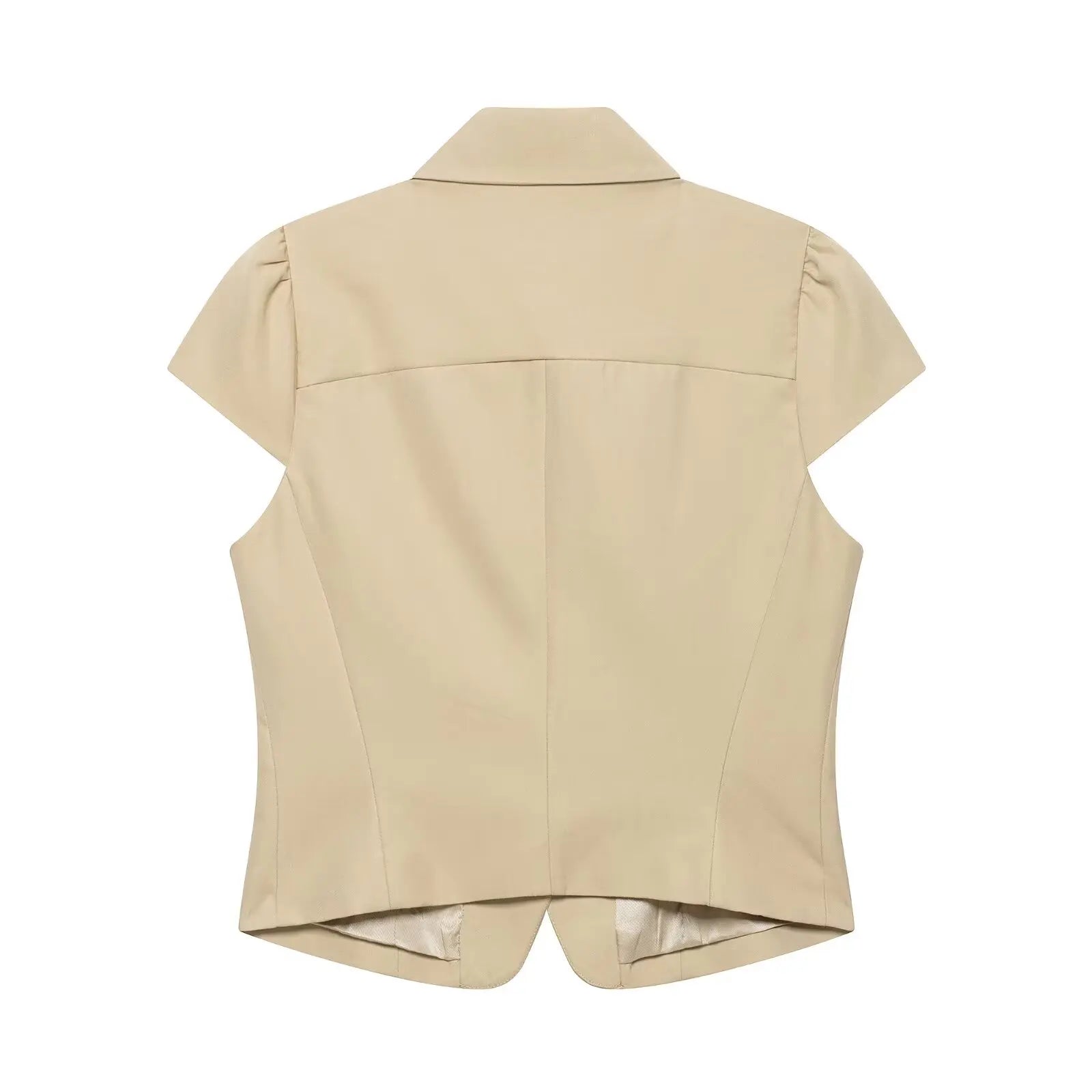 Women's Jacket 2026 New Fashion Double-Breasted Short-Sleeve Slim Jacket for Women Summer Ladies Outerwear Casaul Chic Women Top
