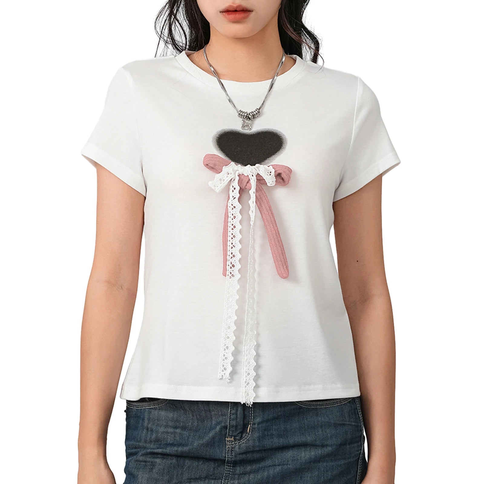 Heart Bow Lace Tee