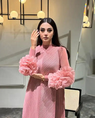 Women Elegant Evening Party Dresses 2025 Summer New Solid Colour Classic Long Sleeve Plate Flower Design Prom Dresses Female