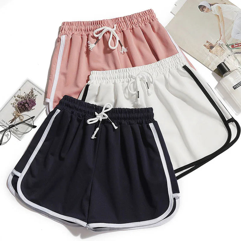 Women Yoga Shorts Summer Outer Wear Mid-Waist Casual Loose Straight Pants Lady Stylish Thin Breathable Wide Leg Gym Short Pants