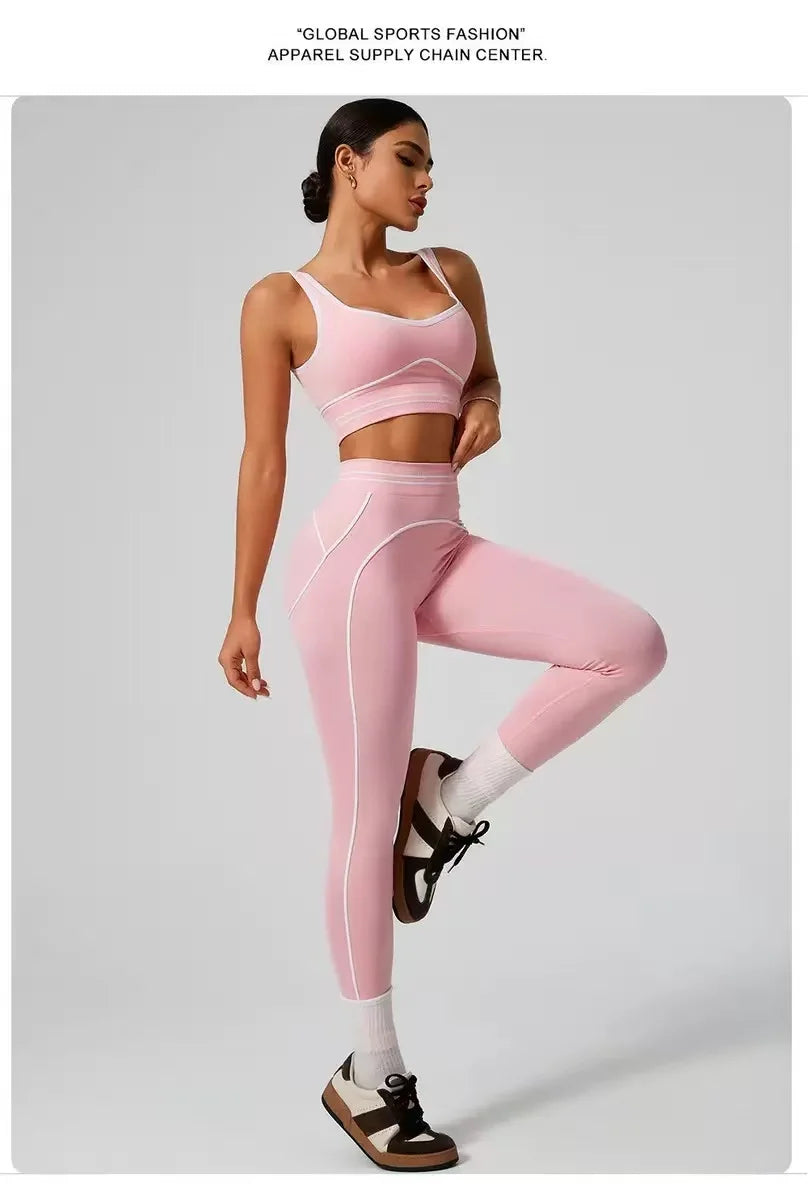 Women Yoga Set Sports Bra High Waist Leggings Gym Workout Fitness Activewear Stretch 2 Piece Suit