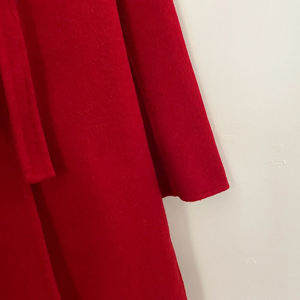 Warm Hooded Wool Fur Coat