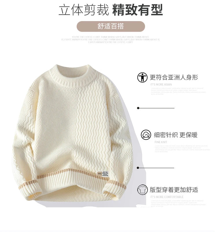 Men Casual Comfortable Warm Sweaters men round neck  Solid knitwear Men's High-Quality Fashion Trend Sweater 2025 Autumn/Winter