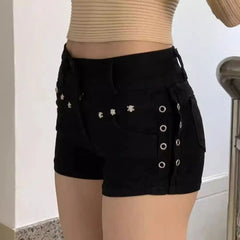 Shorts Women Skinny Creativity Lace-up Popular Streetwear Daily Personality Students Holiday Fashion Sexy American Retro Leisure