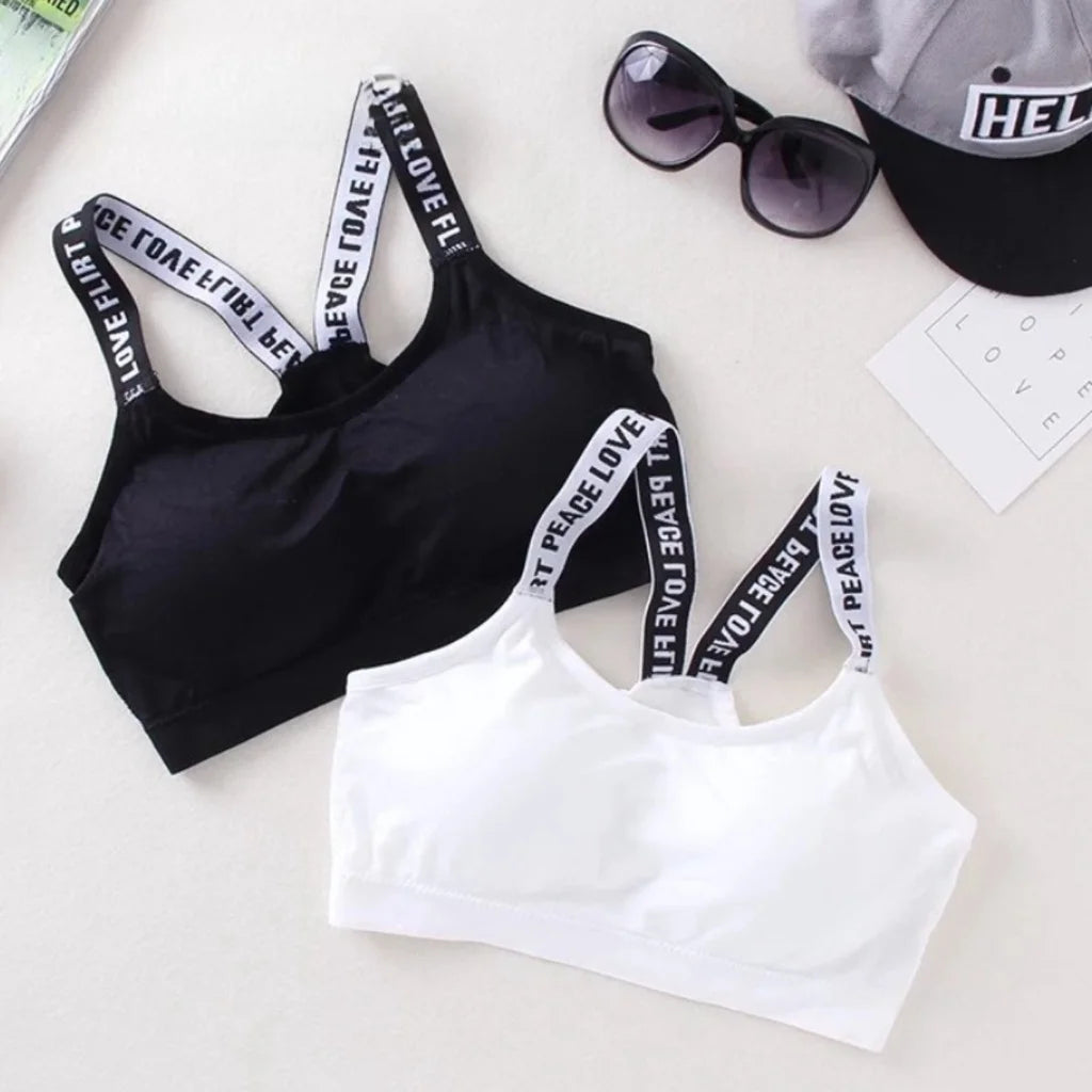 40-65Kg Sexy Bra Top Women Sports Bras Letters Straps Gym Yoga Female Pad Sportswear Tank Top Sport Push Up Bralette