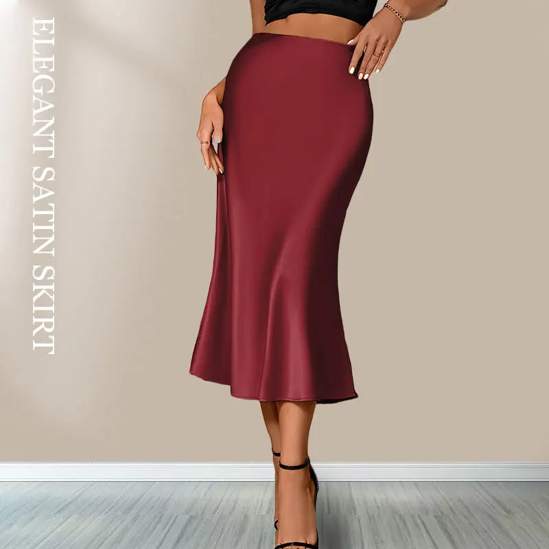 Satin A-Line Midi Skirt