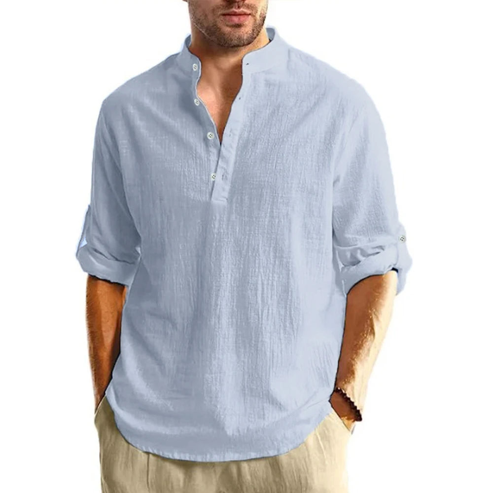 Lightweight Henley Casual Shirt Men