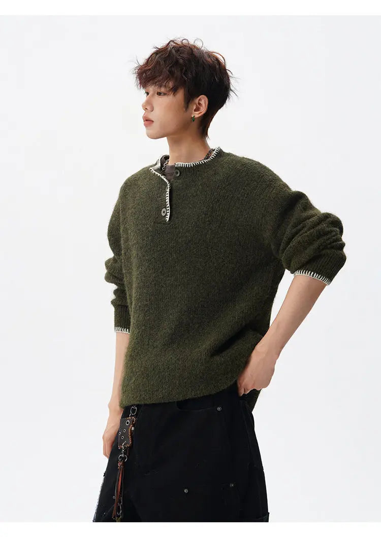 Korean Button Knit Pullover