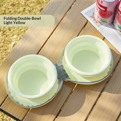 Pet silicone folding bowl dual-purpose water and food feeding bowl outdoor portable folding storage cat pet bowl  Pet supplies