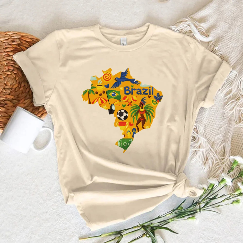 Women T-shirts Brazil T-shirts Women Y2K Graphic Funny Tee Female Harajuku Clothes