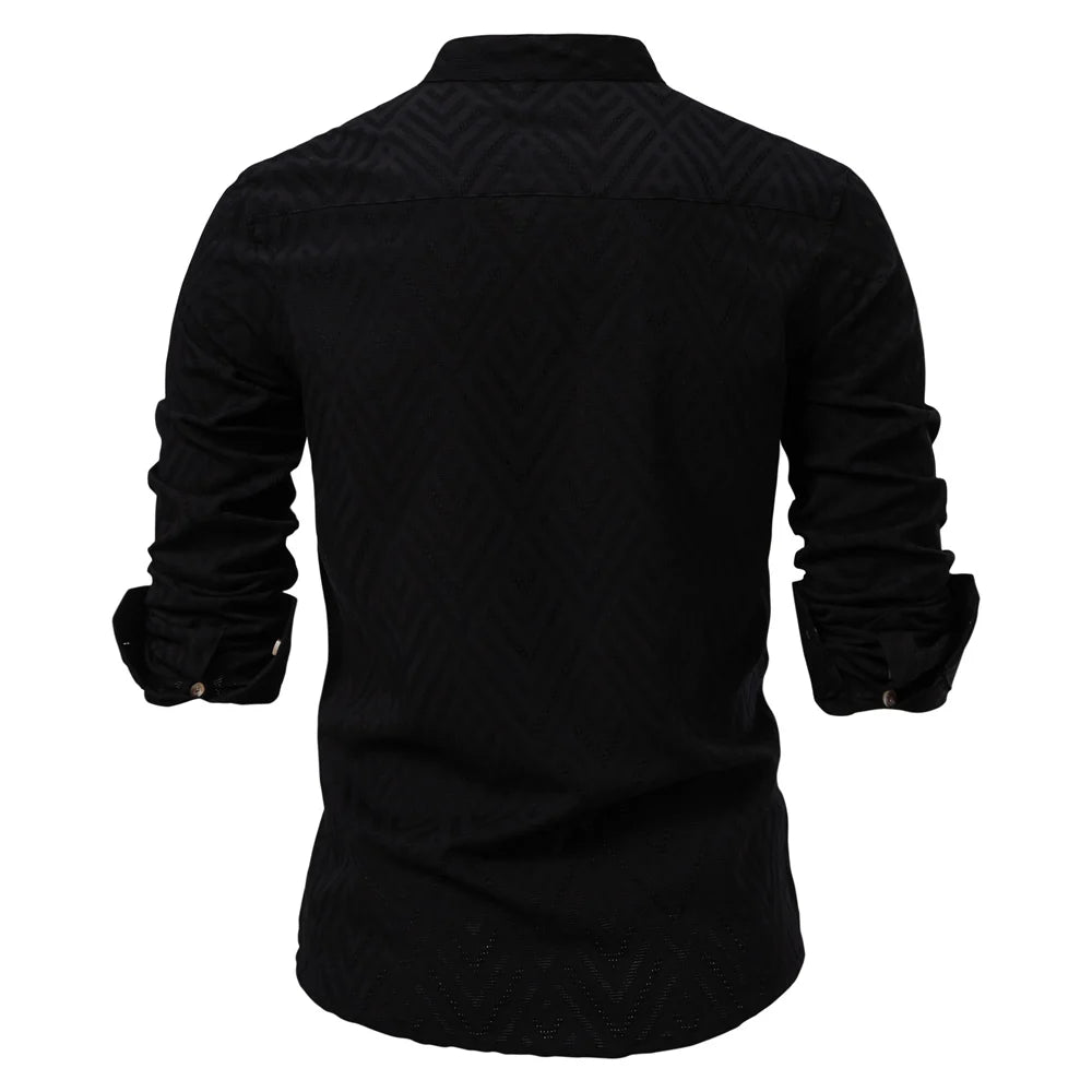 Solid Cotton Half Button Shirt