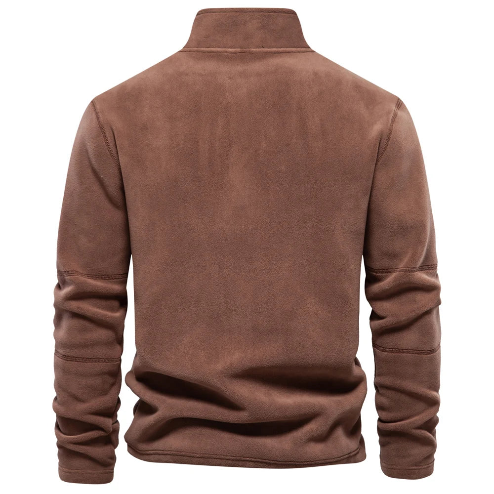 Thick Fleece Zip Neck Pullover