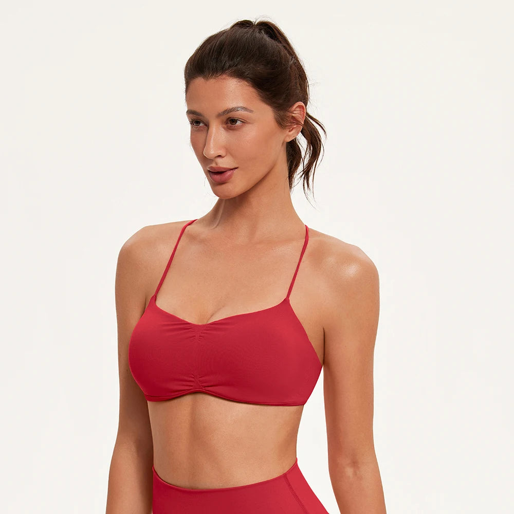 Sports Bras for Women Strappy Bras Open Back Shockproof Quick-Drying Yoga Bra Padded Gym Crop Tops Workout Fitness Bra Women