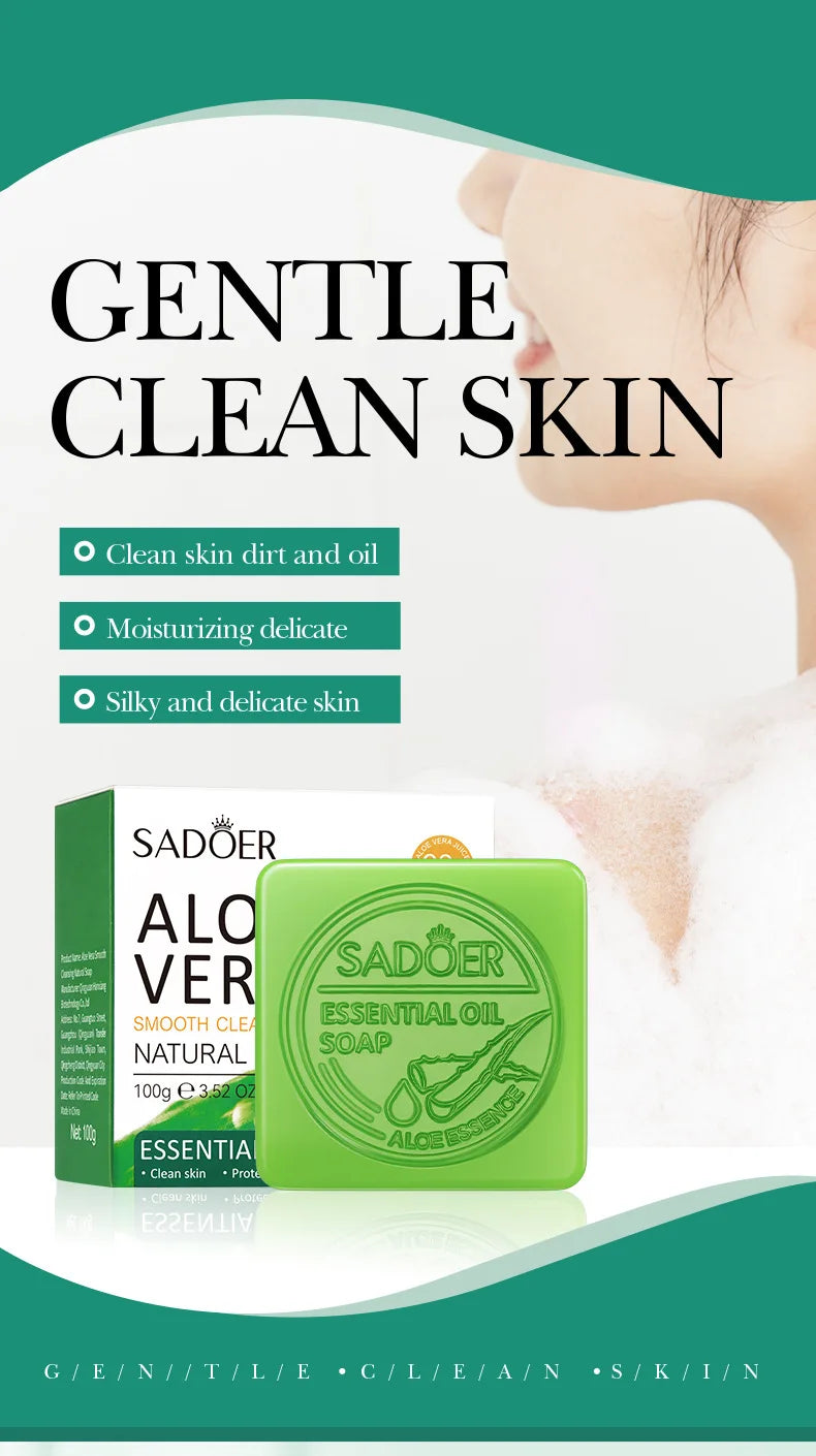 Aloe Vera Smooth Cleansing Natural Soap Cleansing Smooth Handmade Essential Oil Soap100g