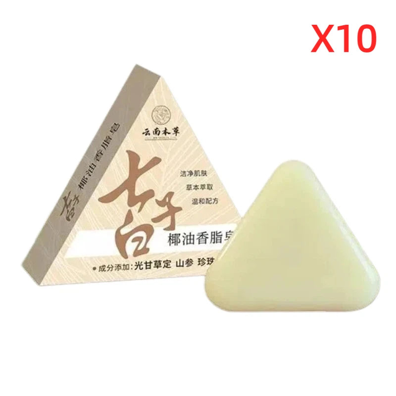 Herbal Coconut Oil Seven Seed White Handmade Soap Glycerol Formula Whole Body Cleaning Soap Natural Gentle Cleansing Bath 2-in-1