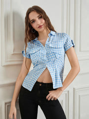 Plaid Texture Blouse