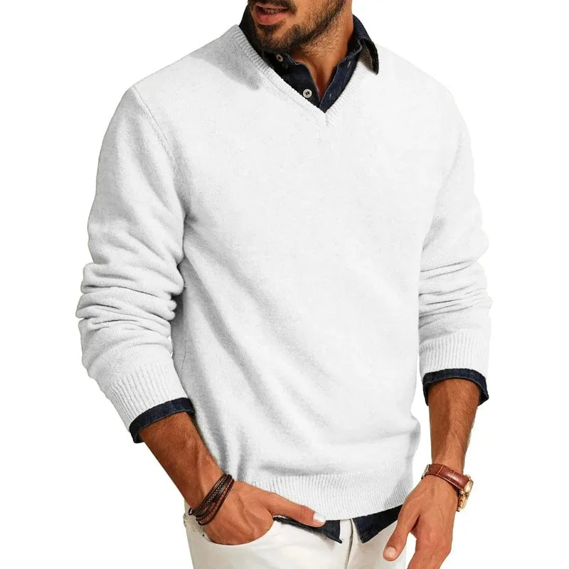 Men’s V-Neck Smart Casual Knit Pullover
