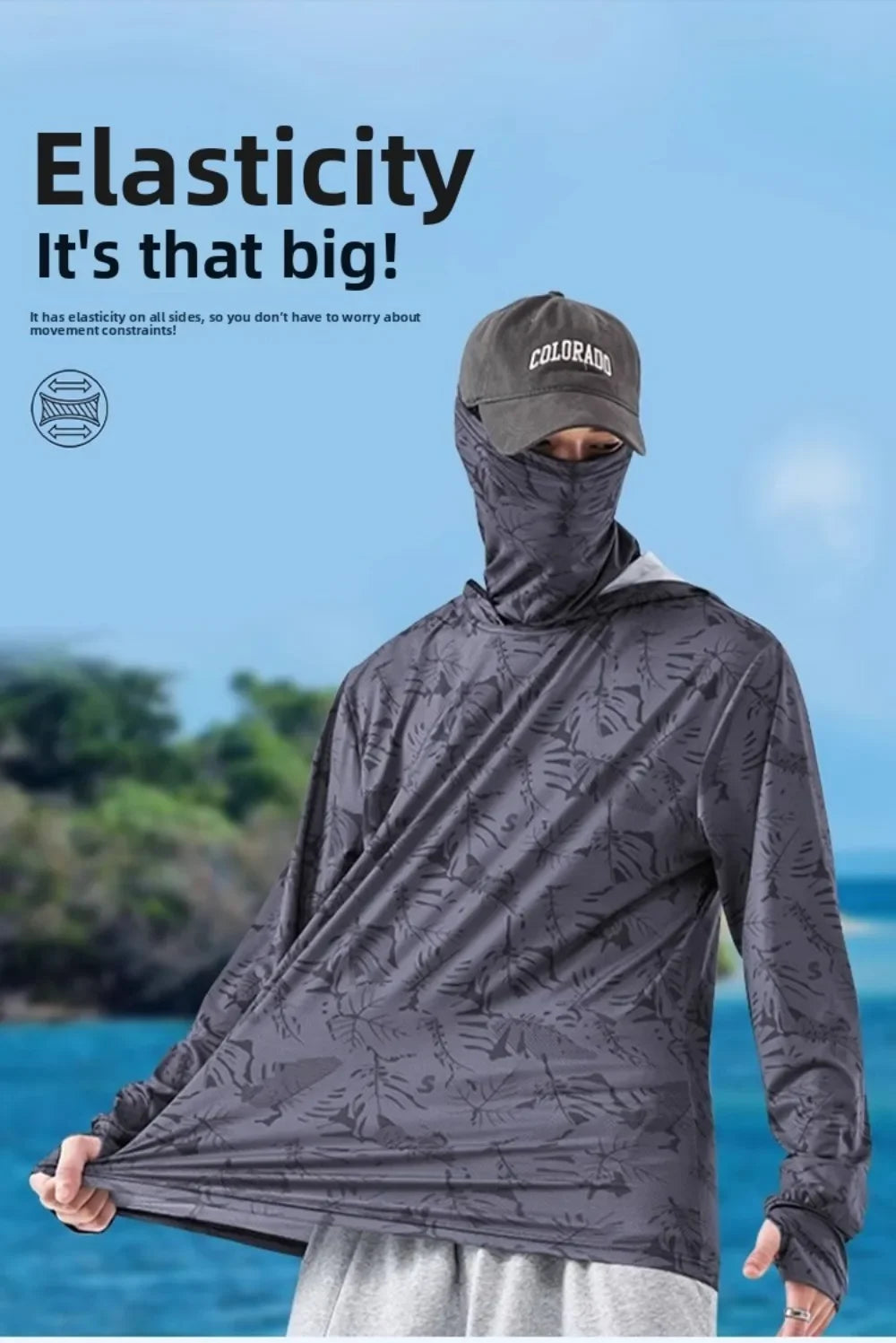 Hooded Design Fishing Shirt Summer Mask Lightweight Material Hooded Fishing Clothes Performance Fabric Outdoor Hoodie