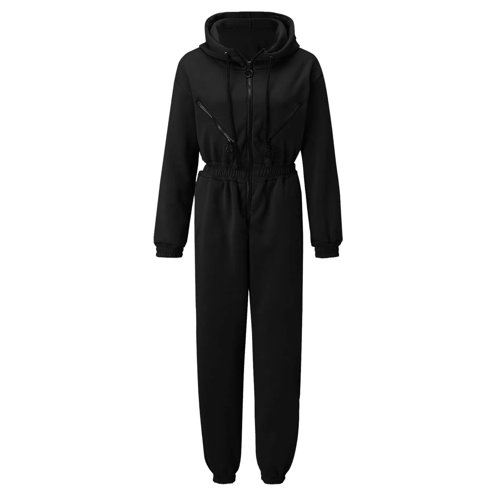 Fleece Hooded Wide Leg Jumpsuit