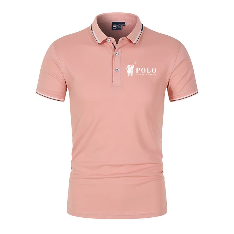 Men's premium summer polo shirt, quick drying, breathable, casual, business fashion, sports, short sleeved, men's clothing