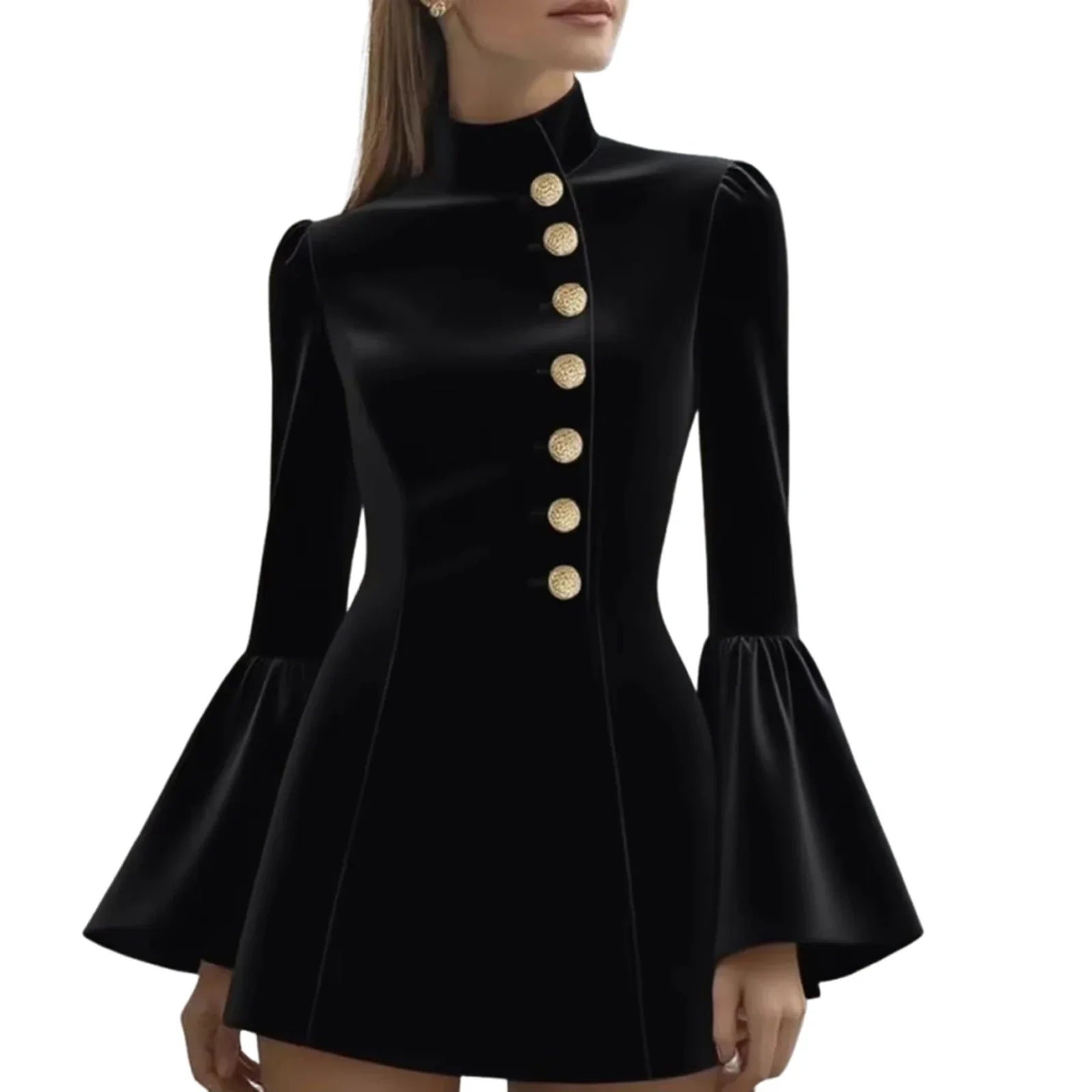Elegant Bell Sleeve Slim Midi Dress