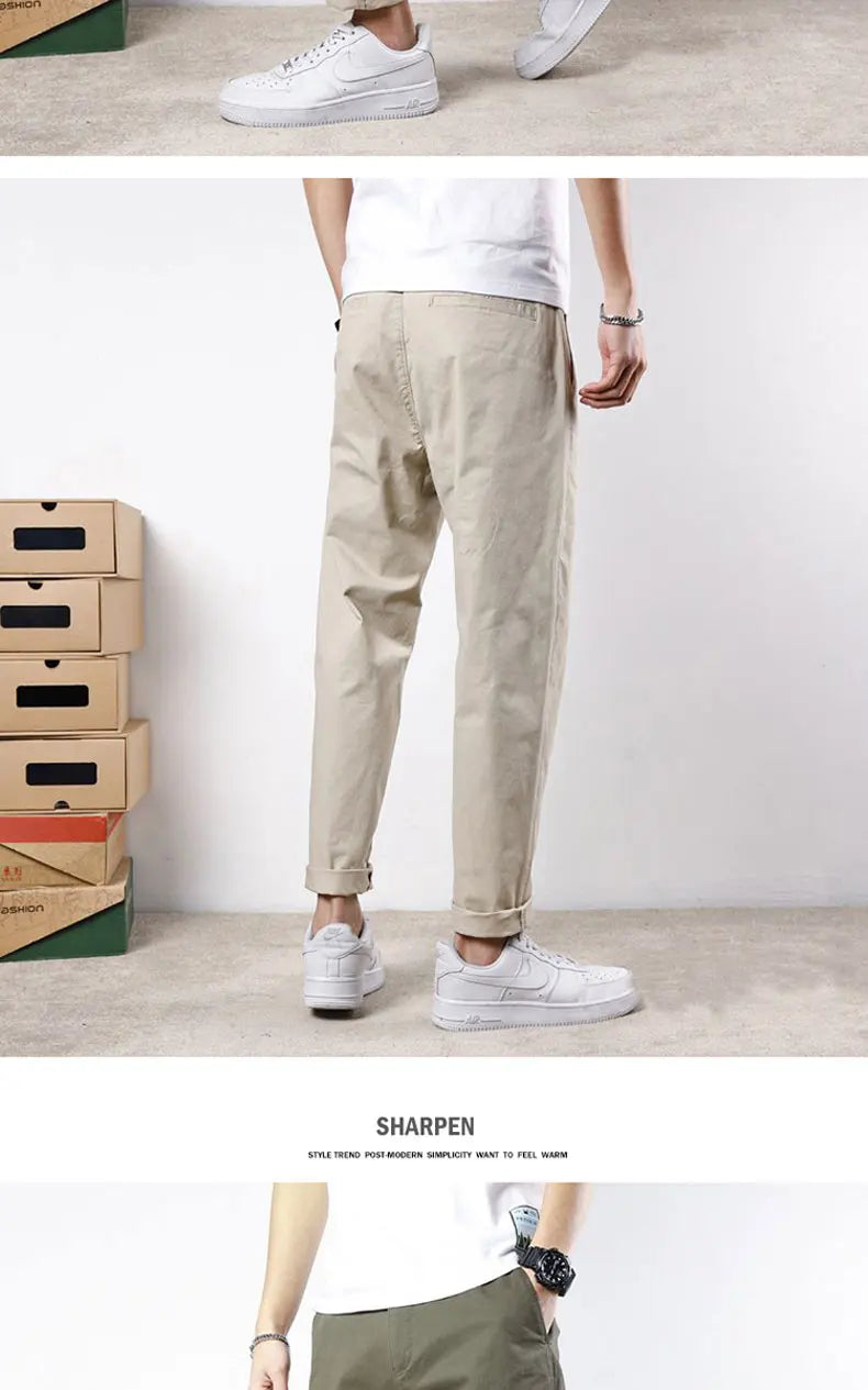Korean Casual Elastic Cargo Pants