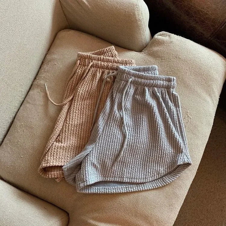 High Waist Drawstring Sweat Shorts