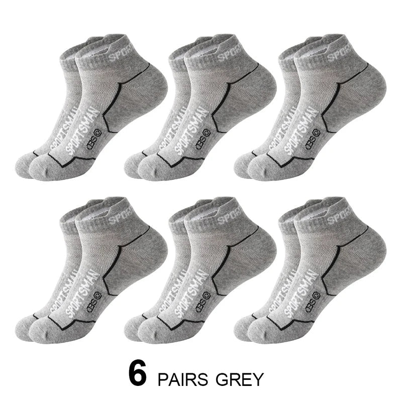 Men’s Cotton Mesh Ankle Sports Socks – 6 Pairs