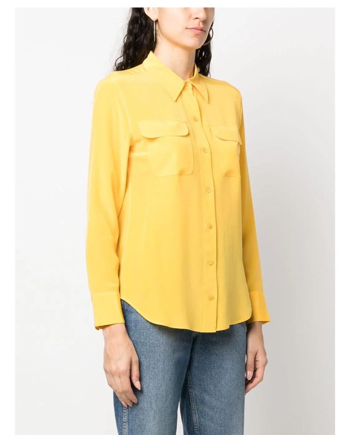Women Real Silk Shirts Classic Double Pockets Solid Color Casual Fashion Long Sleeve Thin Shirt Blouses Tees