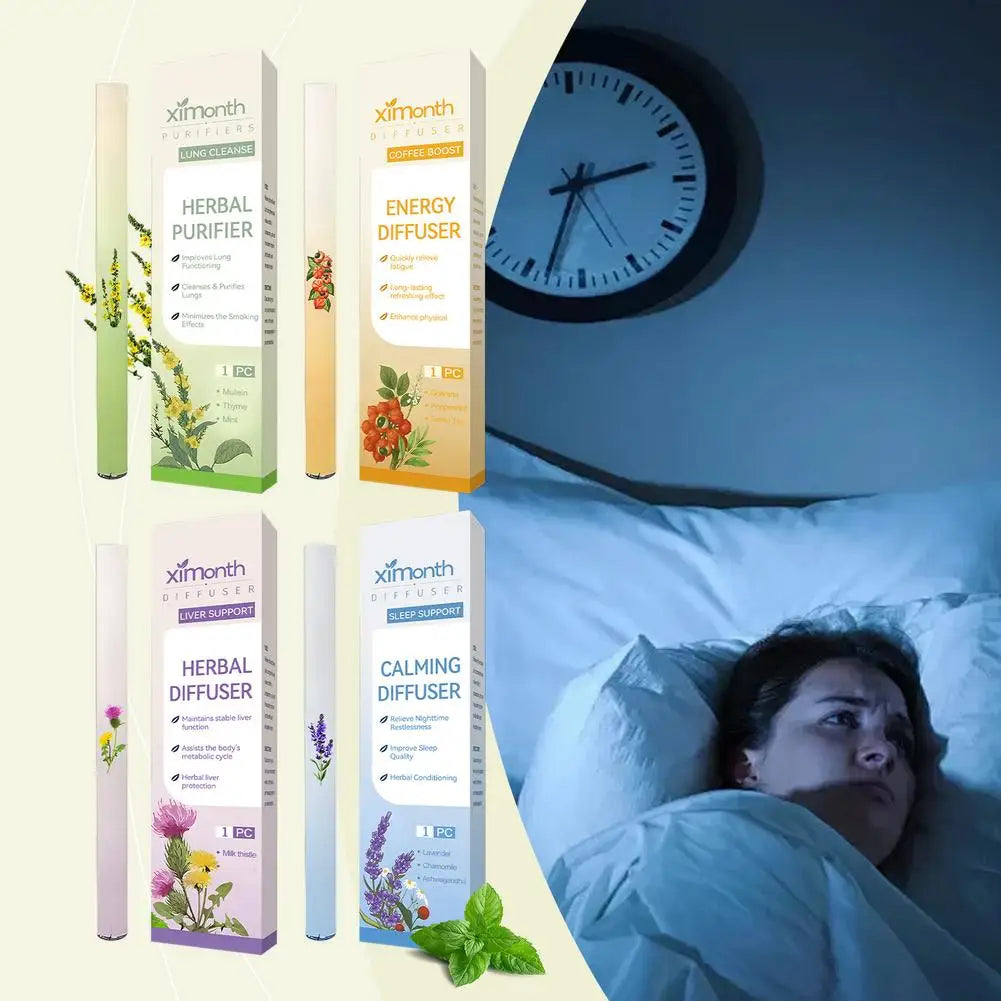 Herbal Diffuser with Mullein/Thyme/Mints Guarana/Green Tea Natural Energy Boost Clear Breathing Support for All Ages