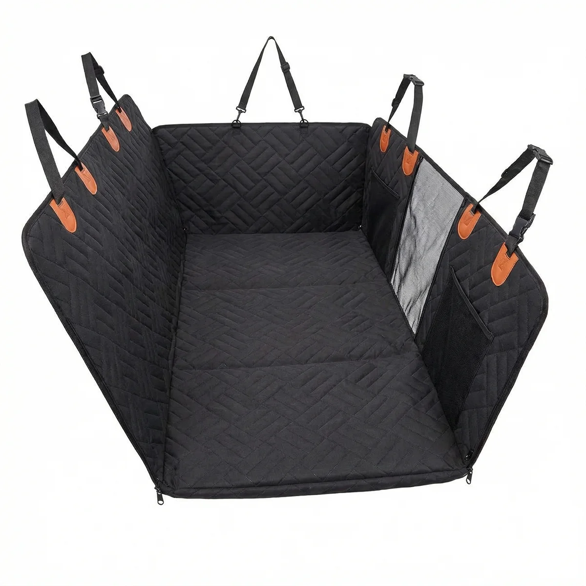 Convertible Car Bed for Dogs， Extended Waterproof Seat Cover with Anti-Slip Backing， Comfortable Pet Mat for SUV Truck Travel