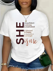 "She Is Me."Women's T-shirt, "strong and Beautiful" Confidence Slogan Design Women Casual Tops Ladies T-Shirt Daily Streetwear