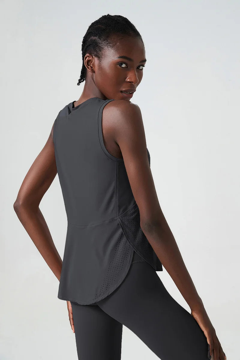 Yoga Sport Top Women Gym T Shirt Workout Clothing Wear Loose Cover Hip Shirt Quick Dry Vest Cropped Blouse Cool Tank Tops