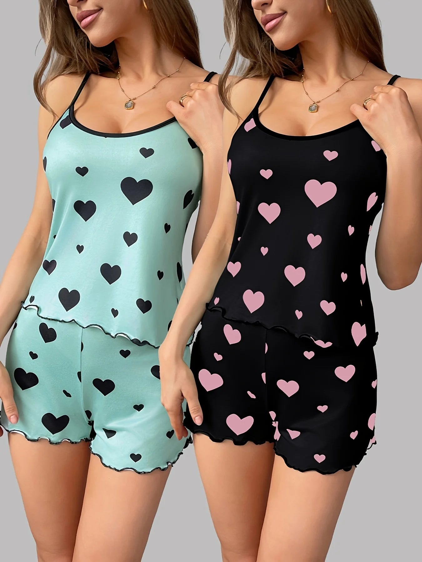 Heart Print Cami Pajama Set