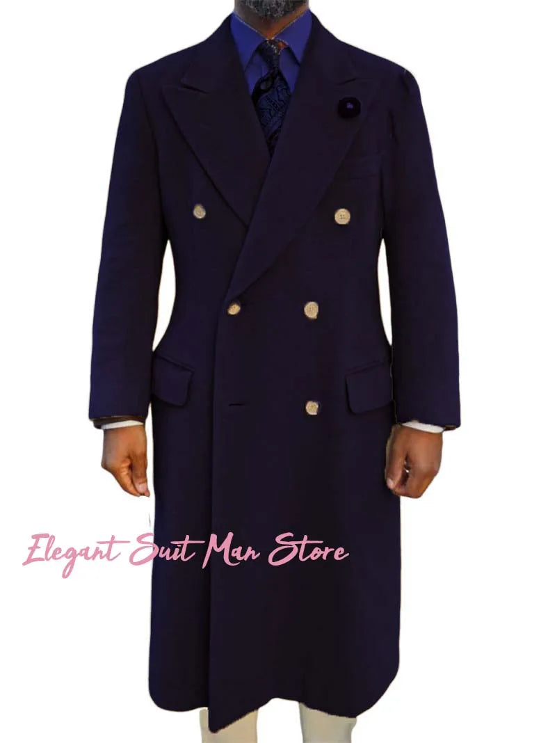 Double Breasted Peak Lapel Overcoat
