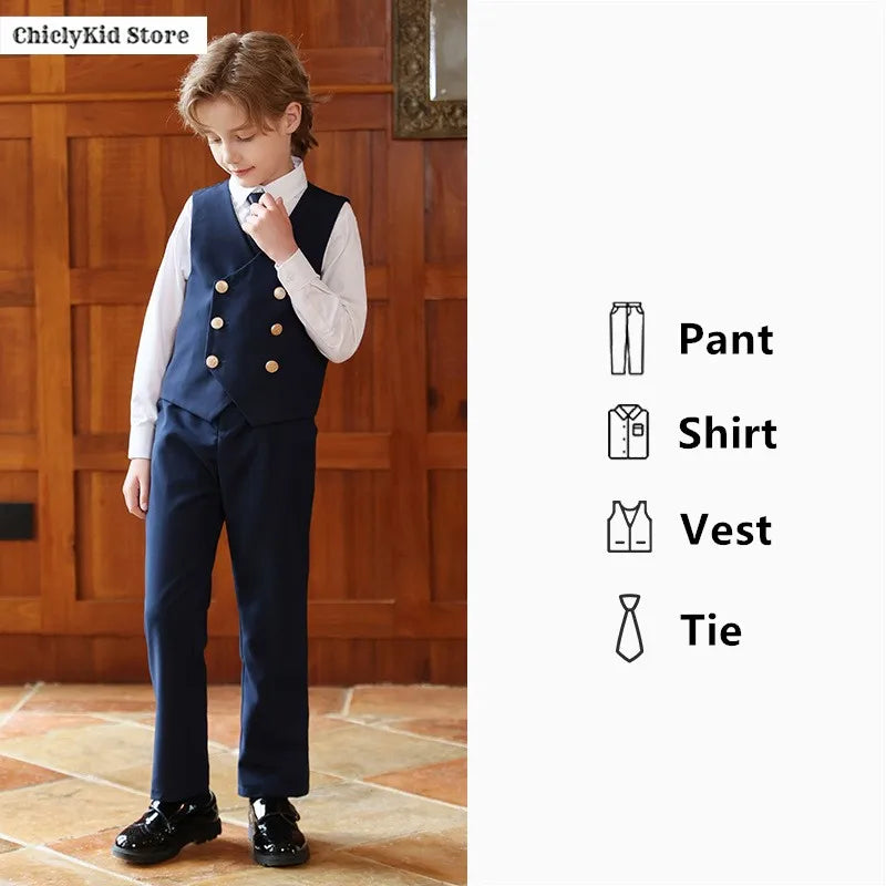 British Style Kids Vest Suit